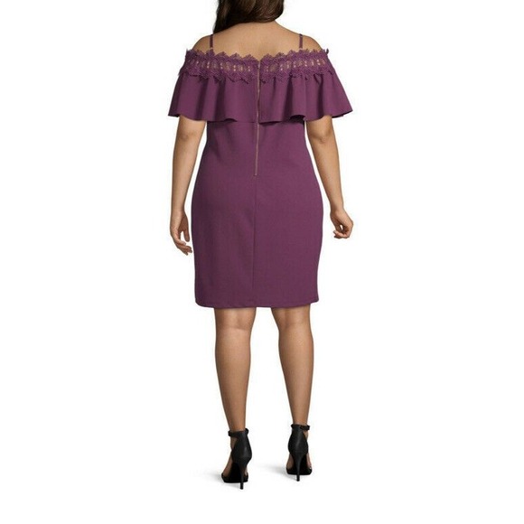 BCX Women's Juniors Purple Lace Sleeveless Cocktail Dress Size 3X - Picture 2 of 12